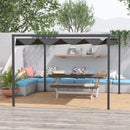 Outsunny 4 x 3(m) Metal Pergola Gazebo Patio Sun Shelter Grape Tent Retractable Canopy Grey