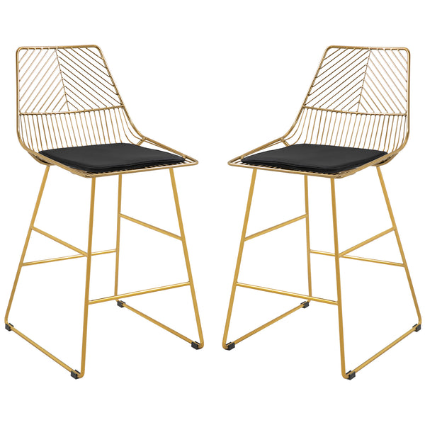 HOMCOM Modern Counter Height Bar Stools Set of 2 pcs Wire Metal Barstools