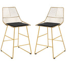 HOMCOM Modern Counter Height Bar Stools Set of 2 pcs Wire Metal Barstools
