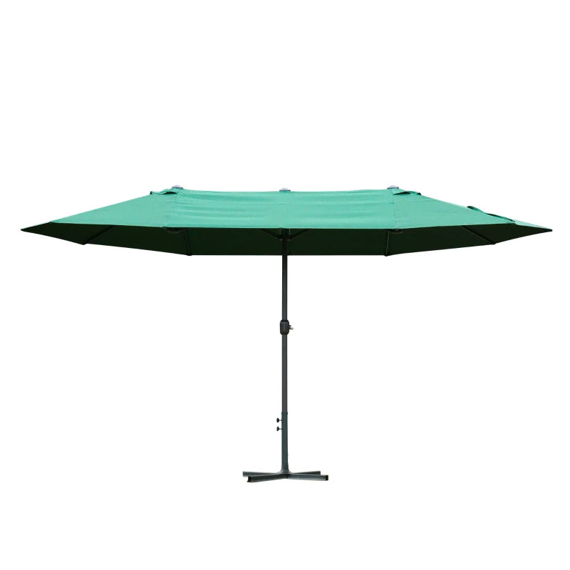 Outsunny 4.6 m Double Sided Umbrella Parasol with Cross Base - Dark Green