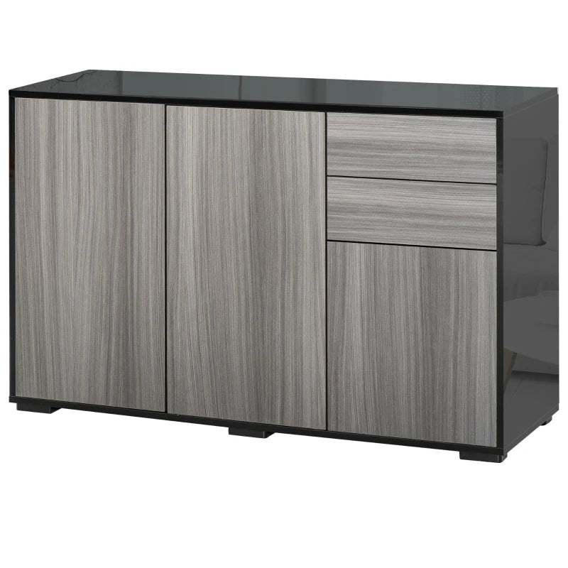 HOMCOM Push-Open Cabinet with Two Drawers Grey