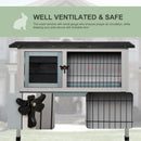 Pawhut Rabbit Hutch Grey, Blue and Black