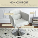 HOMCOM Stylish Retro Linen Swivel Tub Chair Steel Frame Cushion Seat Cream Whit
