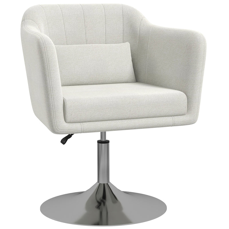 HOMCOM Stylish Retro Linen Swivel Tub Chair Steel Frame Cushion Seat Cream Whit
