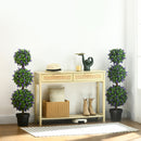 HOMCOM Set Of 2 Potted Artificial Plants Ball Tree With Lavender Flowers, 110cm