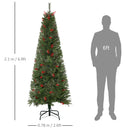 HOMCOM 2.1m Christmas Tree Slim 5' with Berries
