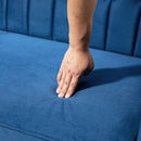 HOMCOM Convertible Sofa Futon Velvet-Touch Tufted Couch Sofa Bed Split Back Blue
