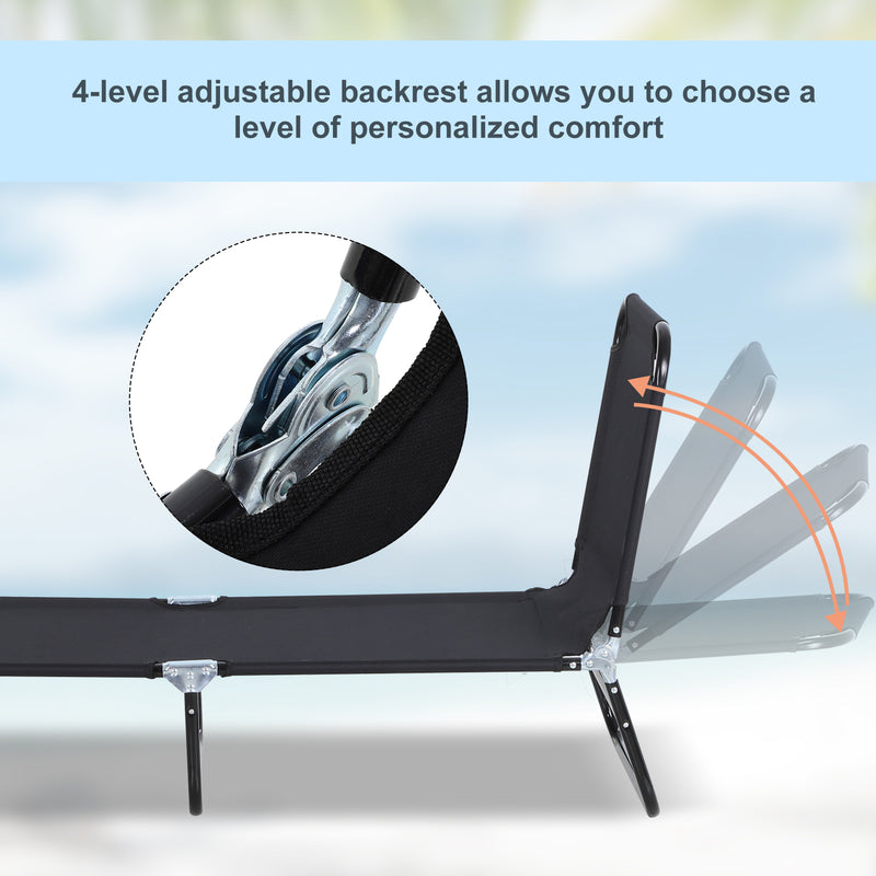 Outsunny Foldable Sun Lounger - Black