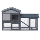 Pawhut Two Level Grey Rabbit Hutch