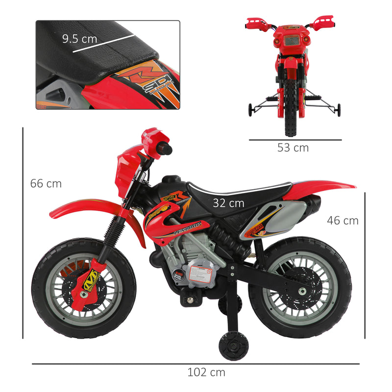 HOMCOM Kids Ride on Electric Motorcycle 6V Battery Scooter - Red