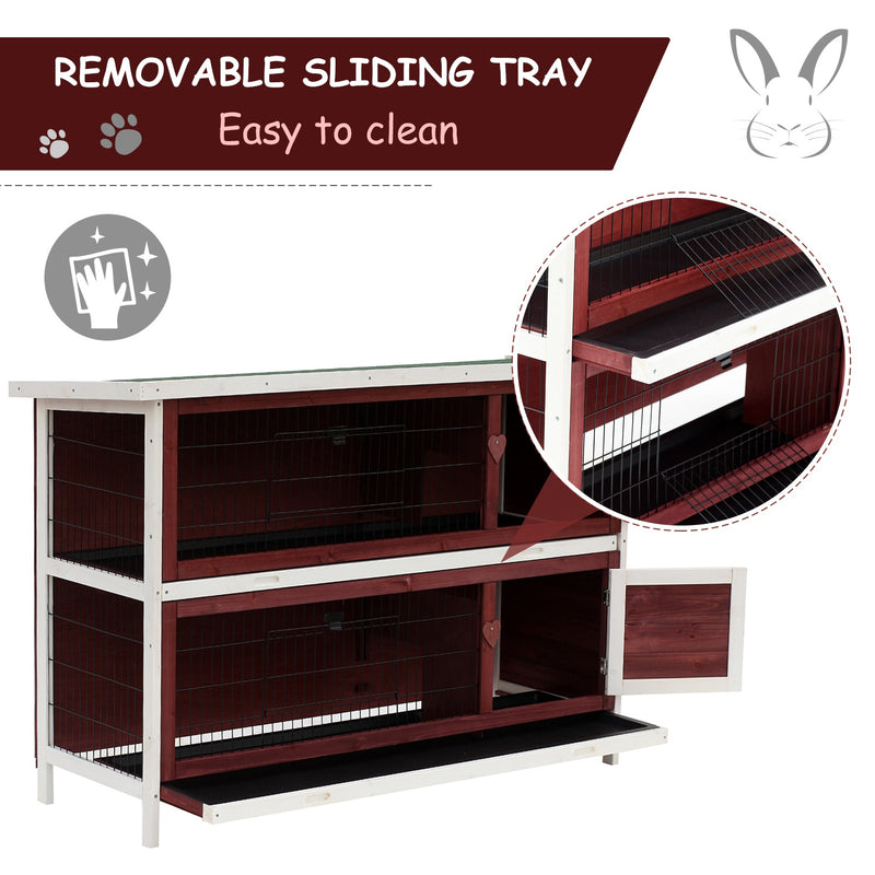 Pawhut Rabbit Hutch  Brown