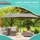 Outsunny Double Canopy Offset Parasol Umbrella Garden Shade Steel Canopy Brown