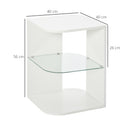 HOMCOM Modern Side Table with 2 Shelves White