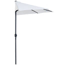 Outsunny 3(m) Half Round Parasol Garden Sun Umbrella Metal w/ Crank Cream White
