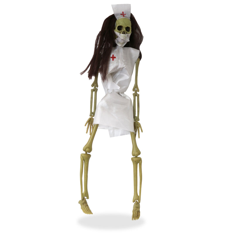 Halloween Hanging Skeleton Female Nurse 40cm
