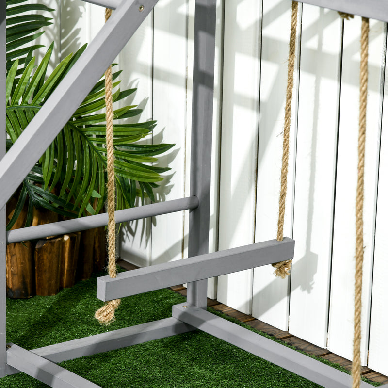 PawHut Chicken Activity Play Chicken Coop with Swing Set for 3-4 Birds, Grey