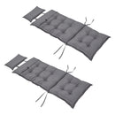 Outsunny 2 Pieces Patio Chair Cushion Set, High Back Seat Pads with Pillow, Grey