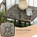 Outsunny 54 X 54cm Aluminium Outdoor Garden Side Table W/ Umbrella Hole, Bronze