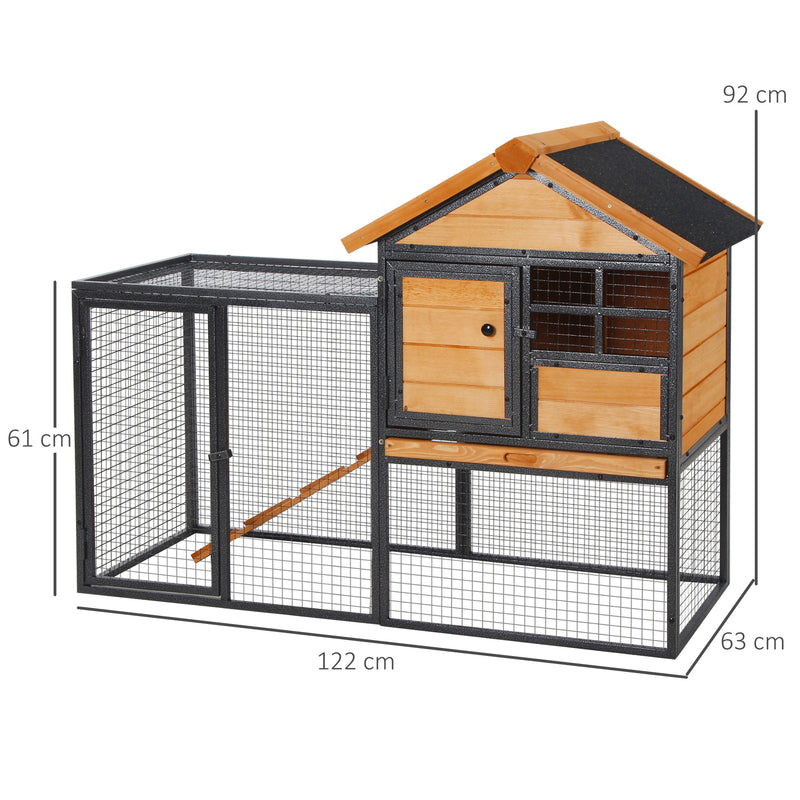 Pawhut Rabbit Hutch  Light Yellow, Black