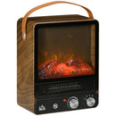HOMCOM Tabletop Electric Fireplace with Handlle - Dark Walnut