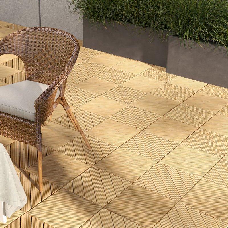 Outsunny 9 Pcs Interlocking Flooring Tiles for Patio, Balcony, Hot Tub, Yellow