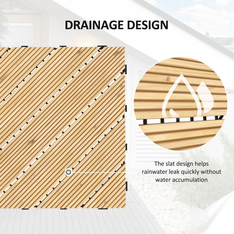 Outsunny 9 Pcs Interlocking Flooring Tiles for Patio, Balcony, Hot Tub, Yellow