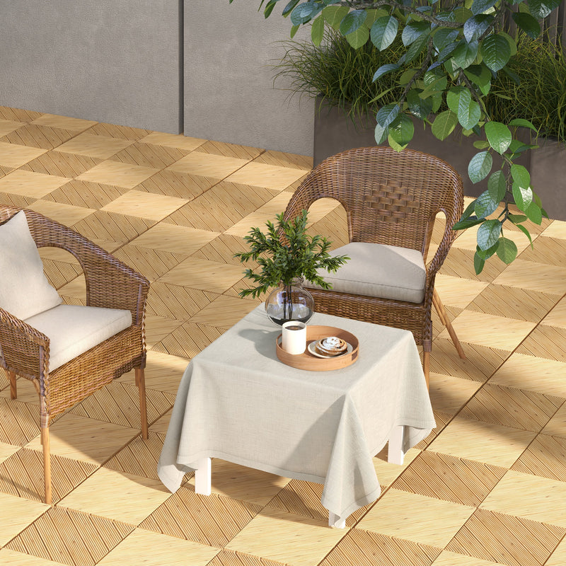 Outsunny 9 Pcs Interlocking Flooring Tiles for Patio, Balcony, Hot Tub, Yellow