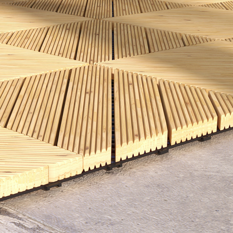 Outsunny 9 Pcs Interlocking Flooring Tiles for Patio, Balcony, Hot Tub, Yellow