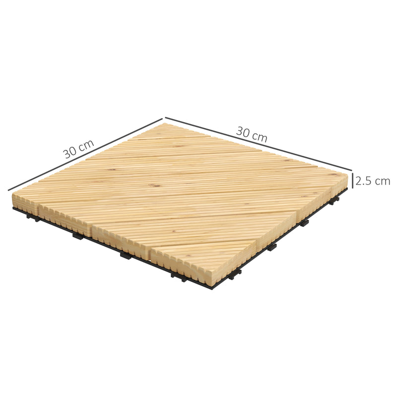 Outsunny 9 Pcs Interlocking Flooring Tiles for Patio, Balcony, Hot Tub, Yellow