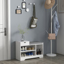 HOMCOM Upholstered Entryway Shoe Bench with Storage Drawer Open Shelf White