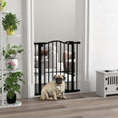PawHut 74-80cm Adjustable Metal Pet Gate Safety Barrier w/ Auto-Close Black