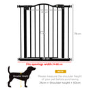 PawHut 74-80cm Adjustable Metal Pet Gate Safety Barrier w/ Auto-Close Black
