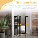 PawHut 74-80cm Adjustable Metal Pet Gate Safety Barrier w/ Auto-Close Black