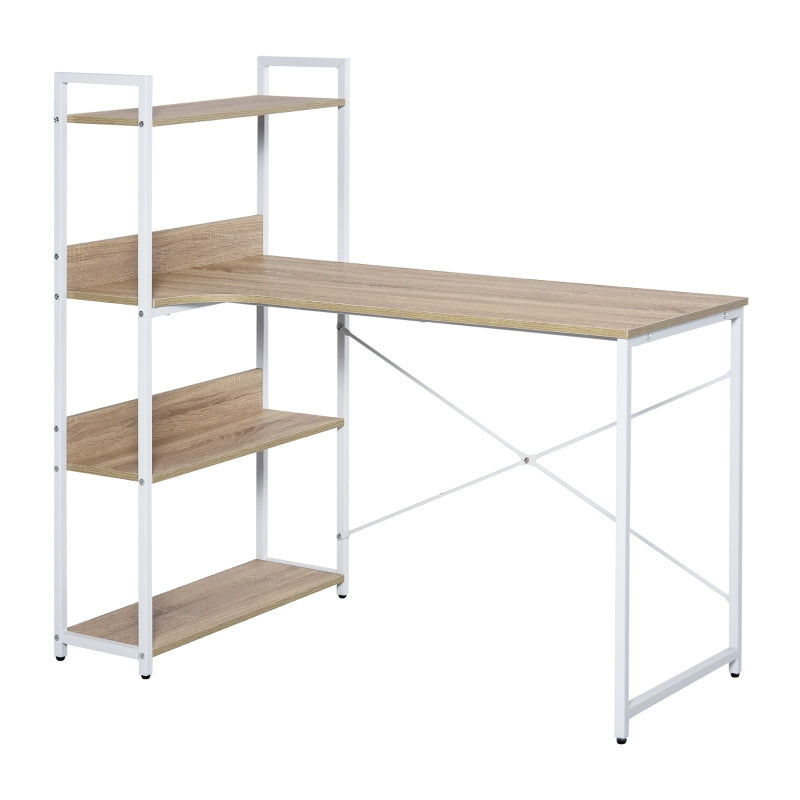 HOMCOM Vintage Computer Desk with Shelves 120cm - White