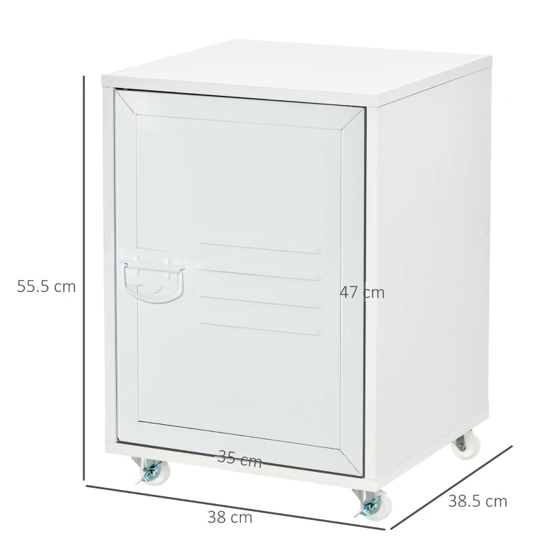 HOMCOM Filing Cabinet with Metal Door 55x38x38cm White