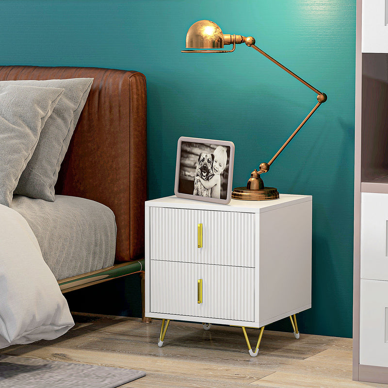 HOMCOM Nightstand with 2 Drawers, Side End Table for Living Room, Bedroom