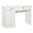 HOMCOM Computer Desk Writing Desk with Five Drawers for Home Office White