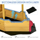 Outsunny Kids Wooden Sandbox Play Station, Covered Children Sand Boat Outdoor, For Backyard, W/ Canopy Shade, Storage Bench, Bottom Liner, Aged 3-8 Years Old, Orange