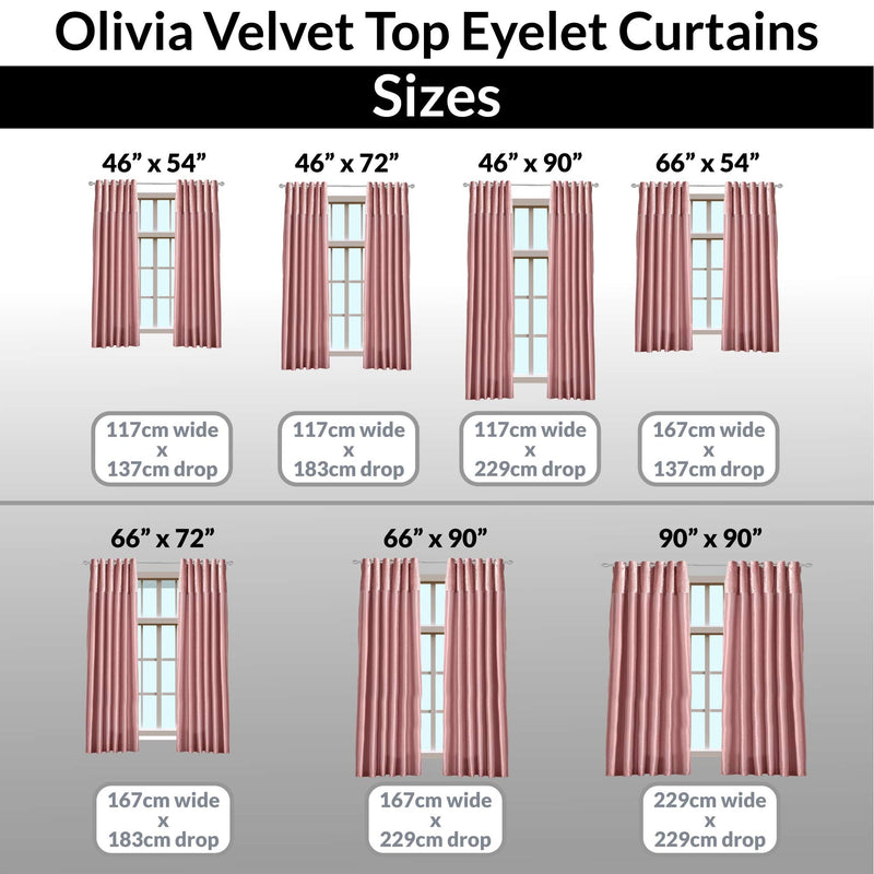 Olivia Eyelet Curtains - Velvet Top - Blush Pink