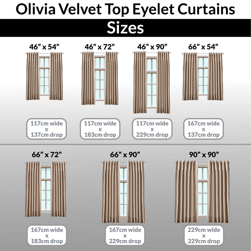 Olivia Eyelet Curtains - Velvet Top - Mink