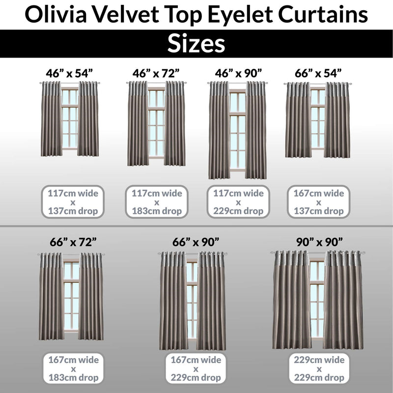 Olivia Eyelet Curtains - Velvet Top - Silver