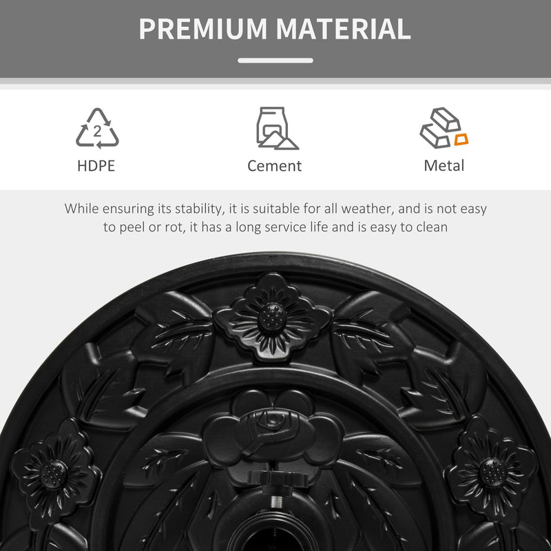 Outsunny Black Flower Design Umbrella Base