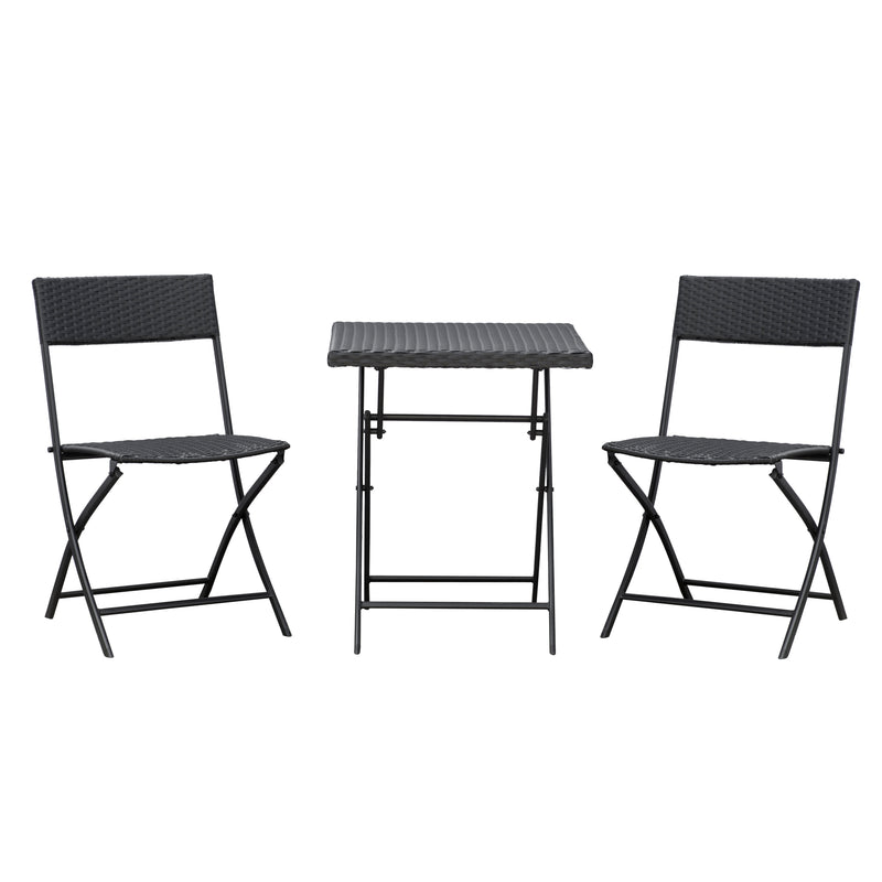 Outsunny PE Rattan Garden Furniture 2 Seater Patio Rattan Bistro Set Folding for 2 Outdoor Square Table and Chair Set (Brown)