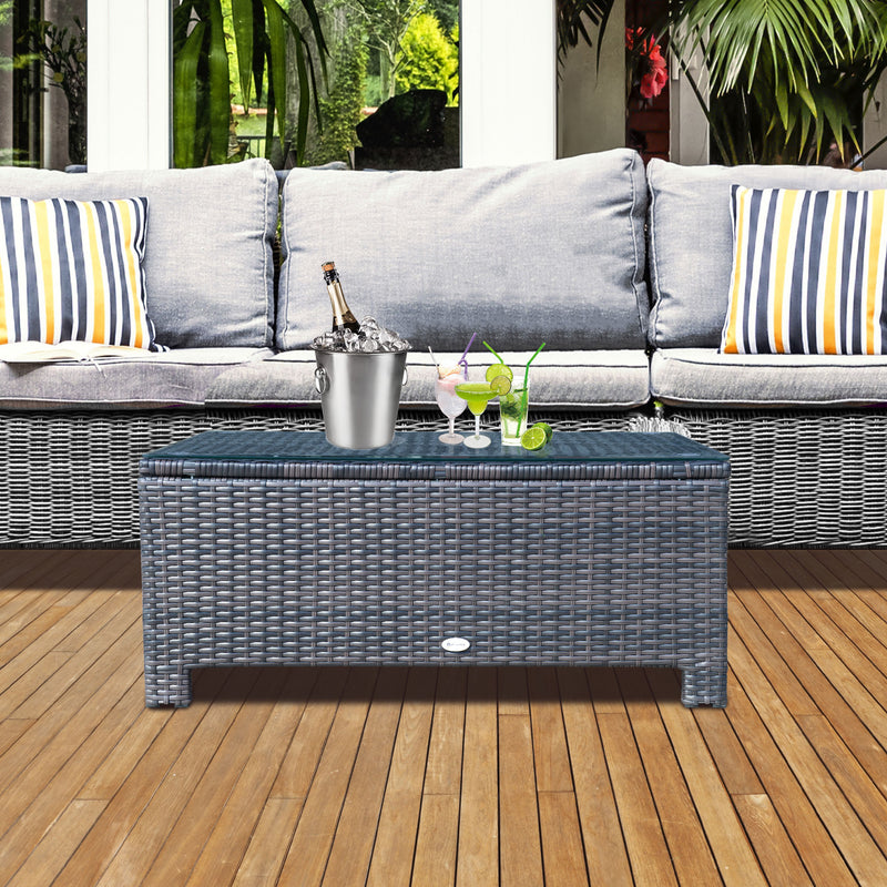Outsunny Rattan Coffee Table - Brown