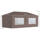 Outsunny 3 x 6m Pop Up Gazebo Height Adjustable Party Tent w/ Storage Bag Brown