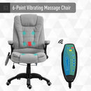 Vinsetto Heated Massage Recliner Office Chair Ergonomic Gaming Heated Home Office Padded  Linen-Feel Fabric & Swivel Base Light Grey Executive Reclining w/ Heating Points Relaxing Headrest