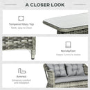 Outsunny 4 PCS Rattan Garden Furniture, Padded Cushions Conversation Sofa Set