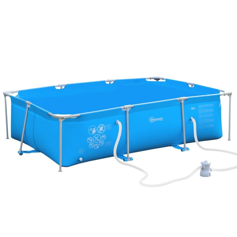 Outsunny Swimming Pool with Steel Frame & Filter  252L x 152W x 65H cm - Blue