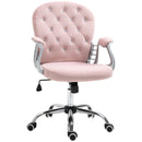 Vinsetto Office Chair Velour Diamond Tufted Padded Ergonomic 360° Swivel Pink