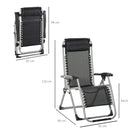 Outsunny 2 PCS Reclining Zero Gravity Chair Folding Lounger Cushion Light Grey